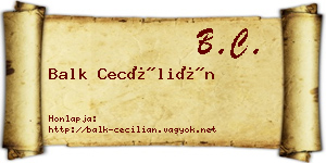Balk Cecílián névjegykártya